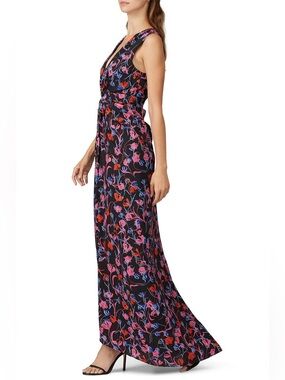 Thakoon Collective Floral Tulip Maxi Dress Sleeveless Draped Black Size 0